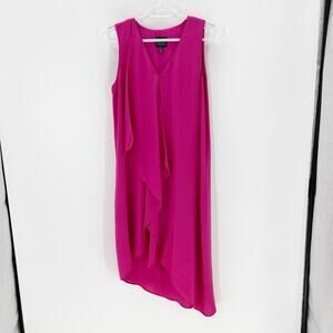 Adrianna Papell asymmetric draped pink sleeves dress size 4 summer wedding guest